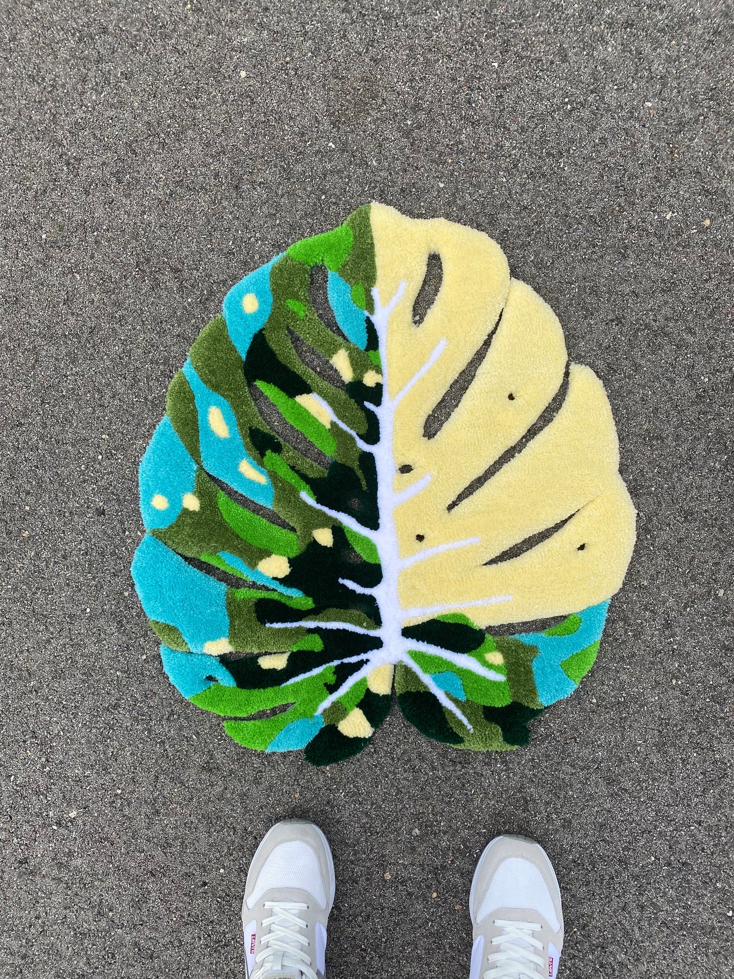 Variegated Monstera Leaf Rug