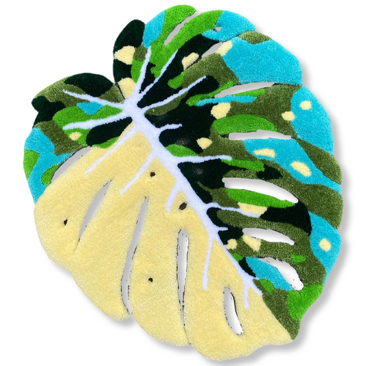 Variegated Monstera Leaf Rug